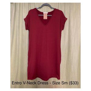 MAROON V-NECK, T-SHIRT DRESS (SMALL) $33